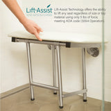 Seachrome 30" x 15" White Padded Cushion Folding Wall Mount Bench Shower Seat with Legs, ADA Compliant