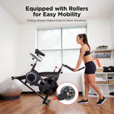 EFITMENT Magnetic Exercise Bike, Ultra-Stable Stationary Bike with Quiet Belt Drive, Indoor Cycling Bike for Home Cardio Workout, LCD Monitor IC014