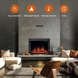 R.W.FLAME 36" Electric Fireplace Insert,Recessed Electric Stove Heater, 5 Color Adjustable Flames, 8 H Timer, 5 Brightness Settings, 750/1500W Touch Screen, Remote Control (36" X 27")
