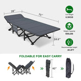 Camping Cot, 28'' Wide Heavy Duty Sleeping Bed for Adult, Protable Folding Cot with Mattress & Carry Bag (Black)