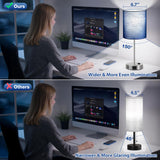 Blue Touch Lamps for Nightstand Set of 2 - Bedside Table Lamp for Bedroom with Dual USB Ports & AC Outlet, 3-Way Dimmable Lamps for Living Room Boys Room, Night Light with 5000K Daylight Bulbs