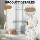 BESTWEST 23-Lights Wave Chandelier for High Ceilings, Dimmable Foyer Chandelier for High Ceiling, Large Pendant Light Fixture for Staircase Entryway Living Room, 3 Color Temperatures (Gold, 23-Light)