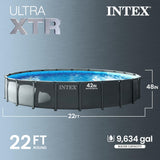 INTEX Ultra XTR 22 ft x 48 in Above Ground Pool Set, Round Swimming Pool with Steel Frame, 2100 GPH Sand Filter Pump, Ladder, Cover, & Ground Cloth