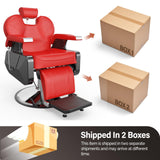 OmySalon Barber Chair Recline, Salon Chair for Hair Stylist Heavy Duty, Wide Seat 360 Degree Swivel, All Purpose Chair for Beauty Spa Barbershop Shampoo, Red