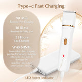 EiLVEEY Electric Bikini Trimmer for Women - 5 in 1 Rechargeable Electric Razors for Women, IPX7 Waterproof Pubic Hair Trimmer, Painless Womens Body Shaver, Facial Razor & Nose Hair Shaver, White