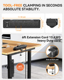 Desk Clamp Power Strip Surge Protector with 1800J, 6 Ft Mount Power Strip 6 Outlets and 6 USB (Any C Port 35W) for Laptop, Home Office Dorm, Fits 1.96" Table Edge