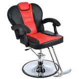 THINK 30 Classic Reclining Barber Chair, Salon Chair for Hair Stylist with Heavy Duty Hydraulic Pump, 360° Rotation, Tattoo Chair Shampoo Beauty Salon Equipment, Max Load Weight 330 Lbs, Red & Black