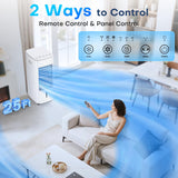 CENSTECH 25" Windowless Portable Air Conditioners w/Double Tanks for 16H Cooling, 3-IN-1 Evaporative Air Cooler, Remote&Smart Timer, 3 Speed&Mode, 120° Swing Swamp Cooler Air Conditioner for Bedroom
