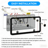 2 Pack Clear License Plate Covers, Unbreakable Anti-Yellowing Tag Protectors, Street Legal Universal Car Plate Holders with Hardware, Anti-Rattle Pads & Caps