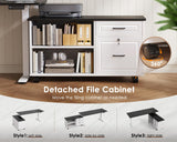OffiGo 55" L Shaped Electric Standing Desk with Cabinet Sets, Black/White