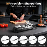 Kitchen Professional Electric Knife Sharpener: 3-Stage 100% Diamond Abrasives Knife Sharpeners with 15° Precision Angle Electric Steel Sharpening Tool to Restore/Polish Chef Knives