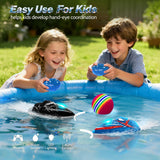 fromeasy 2-Pack Mini RC Boats with Floating Ball – 2.4GHz Remote Control Boats for Pools & Lakes, 2 Speeds, Auto Flip, Waterproof, Low Battery Alert, for Kids & Adults
