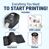 McAuley Labels Oil Change Sticker Printer Machine - Godex RT200i Next Service Reminder Stickers Printer System Set - Fully Programmed Package - Comes with 1000 Custom Oil Labels, Ribbon & Keyboard
