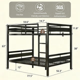 nesture. Bunk Bed Full Over Full, Heavy Duty Metal Bunkbeds with Full-Length Guardrail, Space-Saving Steel Bed for Kids & Adults, No Box Spring Required, Black