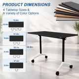 QXYXSM Folding Conference Table, Conference Room Table with Wheels, Flip Top Mobile Training Table, Modular Rolling Meeting Tables for Training Room, Seminar(6, Dark Black, 47.2in