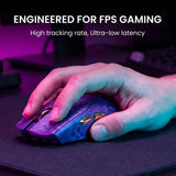 EWEADN Z7 Carbon Fiber Shell Wireless Gaming Mouse with 42000 DPI, PAW3950 Sensor, Kailh Optical Switch, Ergonomic 52g Lightweight, 8k Polling Dual-Mode (Wired/2.4GHz), Up to 300 Hr Battery, Purple
