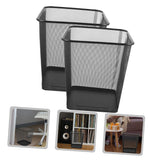 2pcs Black Metal Mesh Wastebaskets for Office and Home Use