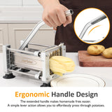 Sunvivi French Fry Cutter Stainless Steel Potato Slicer : with 2 Replaceable blades (1/2 & 3/8 Inch), Professional Fries Cutter for Potatoes, Carrots, Cucumber, Onion, Yam