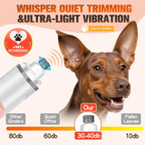 Dog Nail Trimmers Ultra Quiet Electric Pet Dog Nail Clippers Cat Nail Clipper with Led Lights Nail Grinder High Speed Nail File Electric Clippers for Grooming Small, Medium,Large Dogs and Cats (grey)