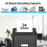 24-Sheet Cross Cut Paper Shredder P-4 Security with 8.9 Gal Pull-Out Bin