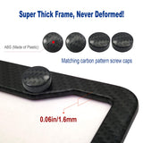 BGGTMO Carbon Fiber License Plate Frames- 2 Pack Black Aluminum Printed Carbon Patterns Car Tag Cover for Front & Rear, 4 Hole Heavy Duty Universal Holder Mount Screws with Caps