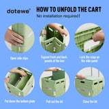 Folding Utility Cart Portable Rolling Crate Handcart Foldable Shopping Trolley Collapsible, with Lid, on Wheels (Green)