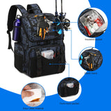 RUCYEN Fishing Backpack, 45L Large Cooler Fishing Tackle bag with Rod Holders & Rain Cover, Water-resistant Store Fishing Gear