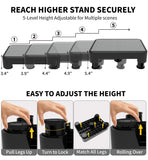 LIFTOZA 5-Level Adjustable Step Stool, 700 LBS Capacity Safety Bed Step for Seniors, Exercise Setp Platform, Portable Stair Assist for Elderly, Wide Step up for Kitchen, Car, Bedside & Shower, Grey