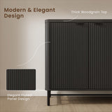 Hotmeily Fluted Buffet Cabinet with Storage, 65" Modern Sideboard Credenza with Adjustable Shelves, Large Coffee Bar Cabinet TV Console Table for Dining Room, Living Room, Black Gray