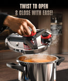 18/8 Stainless Steel Pressure Cooker 7 QT, [Save 70% Cooking Time] Olla De Presion with Food-Grade Body [One Hand Operation] Rotating Lock/Unlocking Lid System, Steam Rack Included