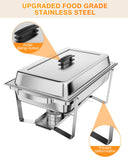 4-Pack 8QT Stainless Steel Chafing Dish Buffet Set - Rectangular Food Warmer and Server with Water Pan & Fuel Holder - Portable Chafer for Catering, Parties, Weddings - 4-Piece Set 1/1 Plate