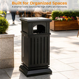BEAMNOVA Commercial Outdoor Trash Can with Lid, Matte Black, 17.7 * 37.4 in