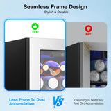 Kismile 68 Can Beverage Refrigerator,1.7 Cu.Ft Mini Fridge with Seamless Stainless Steel Glass Door,Silver