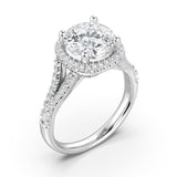 MSBLUE® 2 CT Size 7 Round Cut Moissanite Engagement Ring with Halo