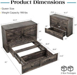 LUXOAK Queen Murphy Cabinet Bed with with Storage & Charging Station