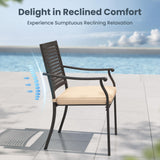 PHI VILLA Outdoor Dining Set for 8, 83" Metal Table w/Umbrella Hole