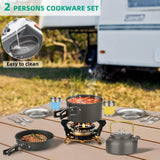 Camping Cooking Set 17pcs, Camping Cookware with Aluminum Non-Stick Pot Pan Kettle Set Beteray