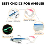 TRUSCEND Duramax Easy Catch TPE Soft Fishing Lures with BKK Hooks, Trembly Sinking and Vibrating Swim for More Bites, Pre-rigged Tear-Resistant Swimbaits for Bass, Trout, Crappie, Freshwater Saltwater