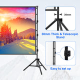 VntB Outdoor Projector Screen with Stand, 150 inch Portable Projection Screen Wrinkle-Free 16:9 4K HD Rear Front Movie Screen with Carry Bag for Indoor Home Theater, Camping and Backyard Entertainment