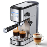 UDI Espresso Machine with Milk Frother, 20 Bar High Pressure Professional Espresso Maker Automatic, Compact Stainless Steel Coffee Machine for Cappuccino, Latte, Silver