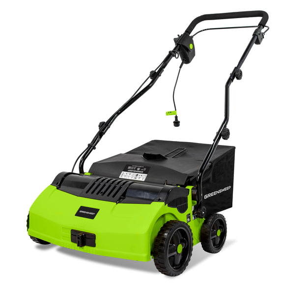 GreenSweep V2 - Artificial Grass Electric Sweeper Rake Vacuum 45L Collection Bag,5 Adjustable Heights, Foldable Handle