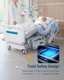 noerishia 5-Function Electric Hospital Bed with CPR Emergency Release, Timotion Motor, 250kg Weight Capacity, Adjustable Home Care Bed for Elderly Patients