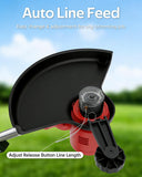 Electric Weed Eater 21V, Battery Powered Cordless String Trimmer, Weed Trimmer with Auto Line Feed, Weed Wacker Lawn Edger with 2 x 2.0Ah Battery and Fast Charger