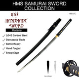 Hand Forged Damascus Steel Maple Leaf Katana, Visible Hamon Full Tang Sword