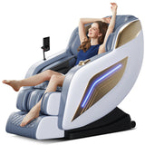 AVSAMOQ Massage Chair Full Body, 4D Zero Gravity 57" SL-Track Shiatsu Massage Chair Recliner with Airbags, Heating, Body Scan, Deep Yoga Stretch, Foot Rollers, AI Voice Control (White)