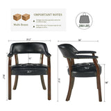 LEEMTORIG Faux Leather Dining Chairs with Arms, Solid Wood Dining Chair with Supportive Back, Game Poker Table Chairs, Boss Caption's Chairs Office Desk Chairs, Cherry Walnut Legs & Black PU NX173D