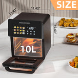 AboveMoon 10L Large Xl Pro Air Fryer Oven With Grill Combo For Kitchen Countertop Use,12 in 1 Smart Convection Ovens,AirFryer With Glass View Window,Nonstick Basket,Fryer Liners,Removable Door-Black