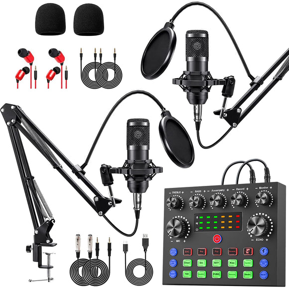 Podcast Equipment Bundle for 2, V8s Voice Changer with BM-800 Podcast Microphone Bundle - Studio Condenser Microphone Perfect for Podcasting, Recording, Singing, Streaming and Gaming sktome