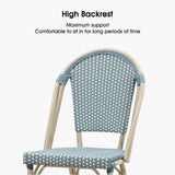 PURPLE LEAF Counter Bar Stools 25" Set of 2 French PE Rattan, Light Blue