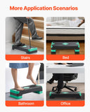 VEVOR Aerobic Exercise Step Platform, 28-Inch Workout Aerobic Stepper, Height Adjustable Fitness Training Step Deck Trainer with 4 Risers, Non-Slip Surface Bench for Home Gym Cardio Strength, Green